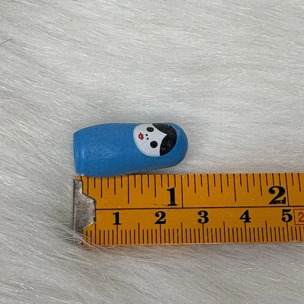5 Pc Matryoshka Nesting Dolls Hand Painted Blue Floral Babushka Russian Wood
